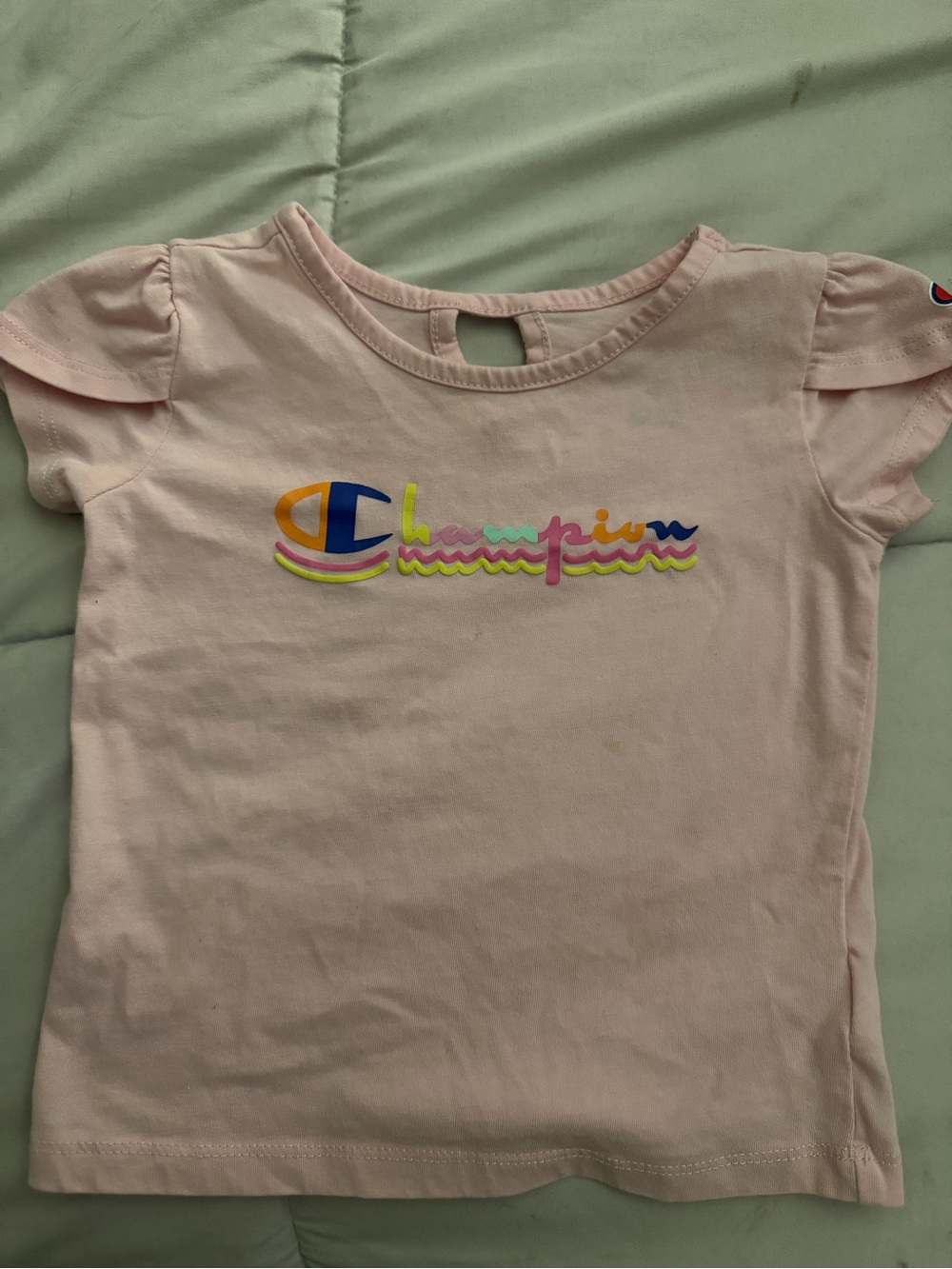 Champion Pink Short Sleeve Tee with Multicolor Logo